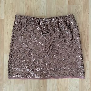 LC Lauren Conrad rose gold sequin shirt, size L